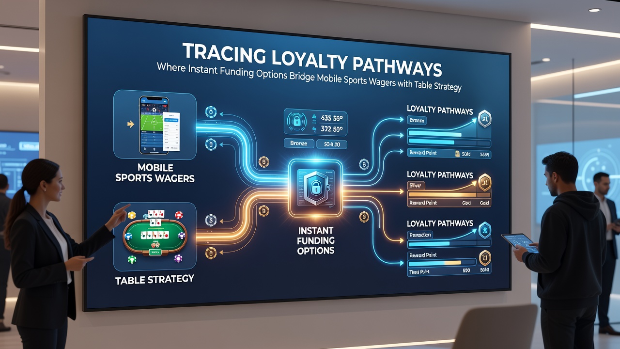 Diagram showing instant funding flows between sports betting, table games, and customer support channels
