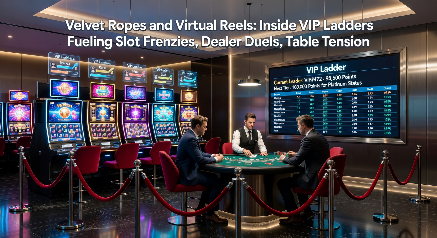 Live dealer at blackjack table on mobile screen, surrounded by VIP badges and tension-filled bet stacks